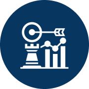 Business growth symbol on blue