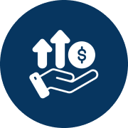 Hand holding dollar sign and arrows